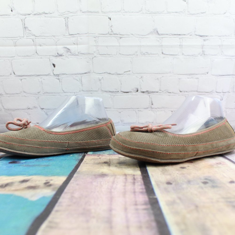 LL Bean Hearthside Brown Suede Fleece Lines Slippers Ballet Shoes 7 M - Picture 2 of 9